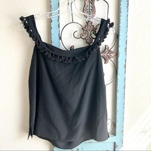 Cami NYC Carly Black Off Shoulder Camisole , Tassel Trim. NWT